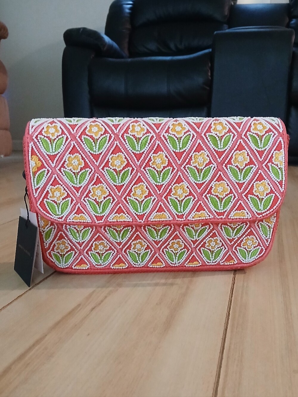 NWT America & Beyond Diamond Floral Embellished Bag